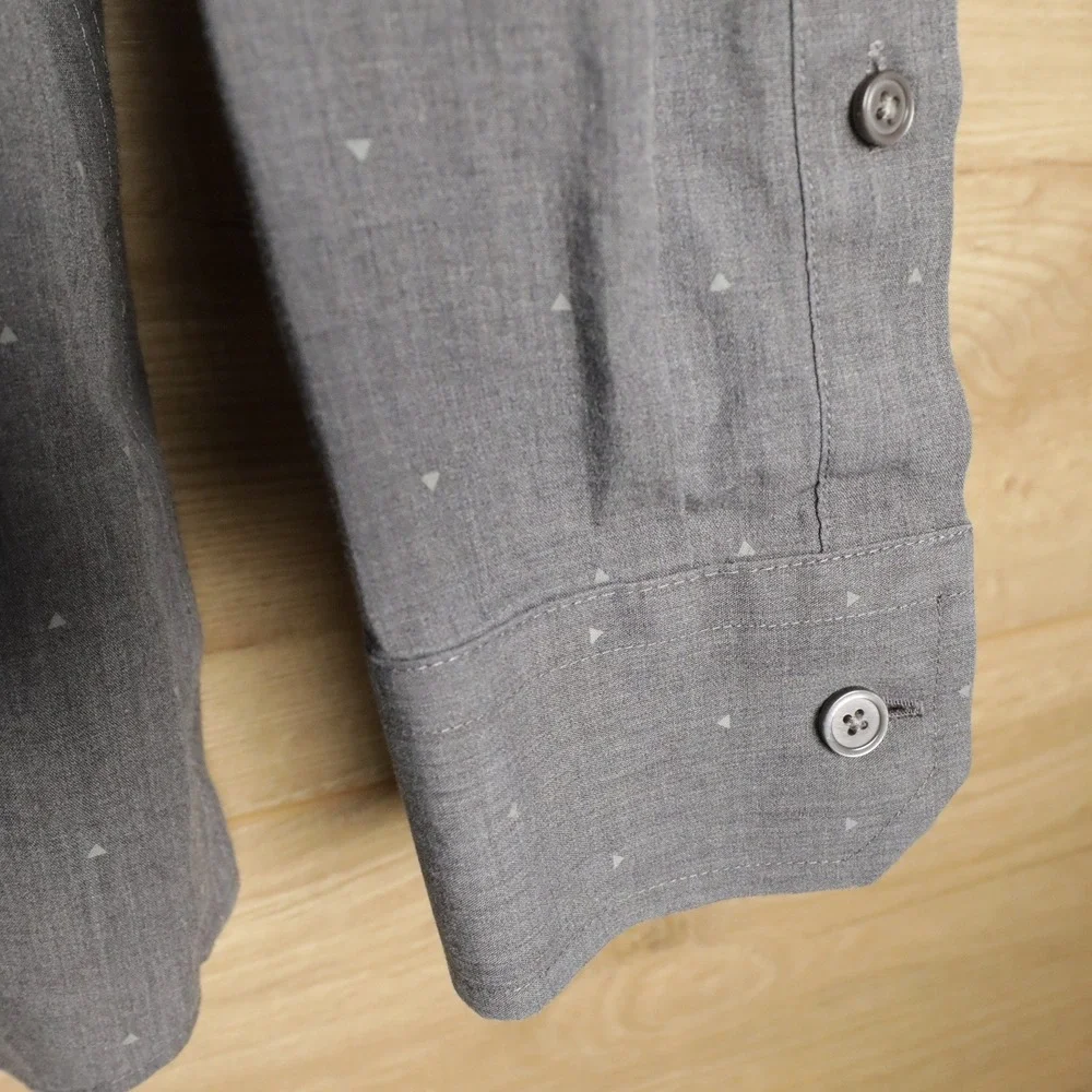 Banana Republic Mens Non Iron‎ Slim Fit Grey Micro Dot Long Sleeve Button Up XL